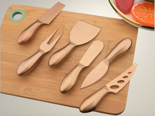 OllaLuxe 6-Piece Stainless Steel Cheese & Butter Cutlery Set – Knives, Grater & Slicers