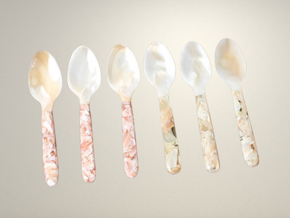 OllaLuxe Natural Shell Dessert & Coffee Spoon – Mother of Pearl Vintage Cutlery
