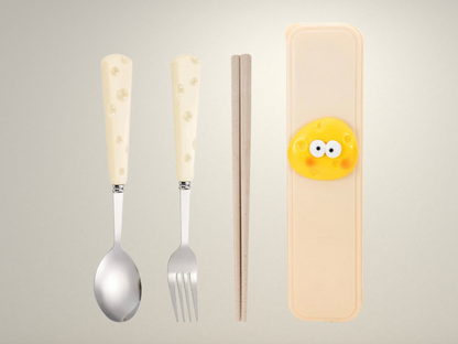 OllaLuxe Wheat Straw Travel Cutlery Set - 4pc Utensils with Case