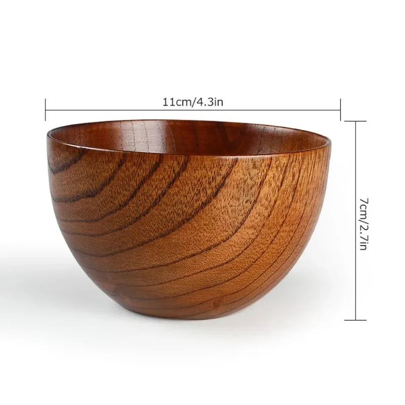 OllaLuxe Japanese-Style Wooden Bowl – Handmade Natural Tableware