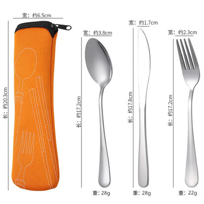 OllaLuxe 3-Piece Portable Stainless Steel Cutlery Set with Case – Knife, Fork & Spoon