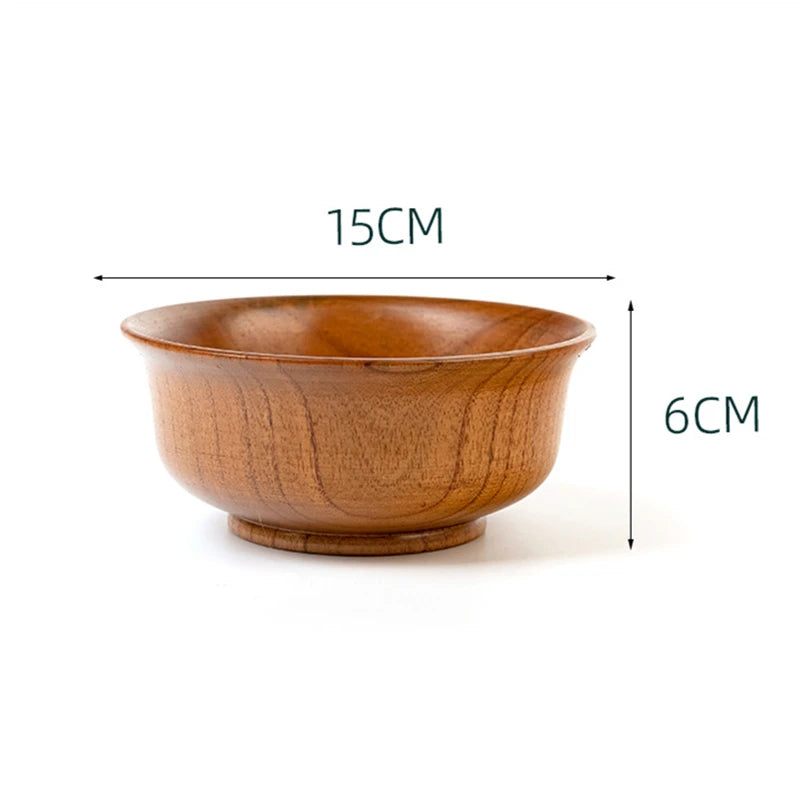 OllaLuxe Japanese-Style Wooden Rice & Soup Bowls – Natural Anti-Scalding Tableware
