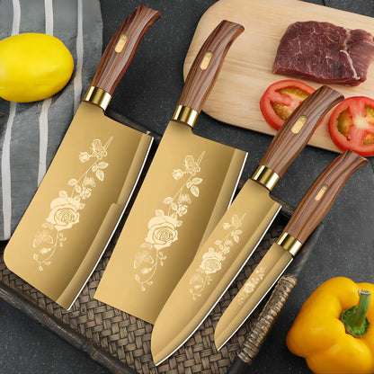 OllaLuxe Deluxe Gold Chef’s Knife – Titanium Plated Stainless Steel Kitchen Essential