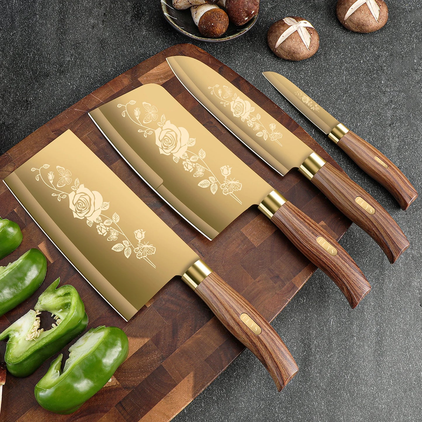 OllaLuxe Deluxe Gold Chef’s Knife – Titanium Plated Stainless Steel Kitchen Essential