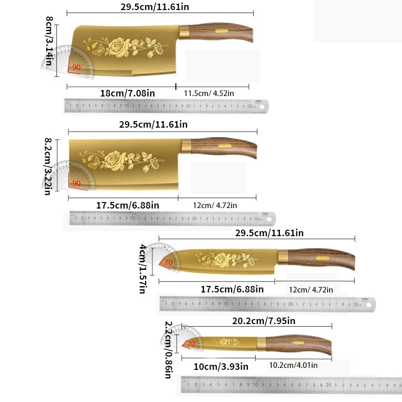 OllaLuxe Deluxe Gold Chef’s Knife – Titanium Plated Stainless Steel Kitchen Essential