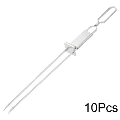 OllaLuxe Double-Needle Stainless Steel BBQ Skewers – Reusable Barbecue Forks
