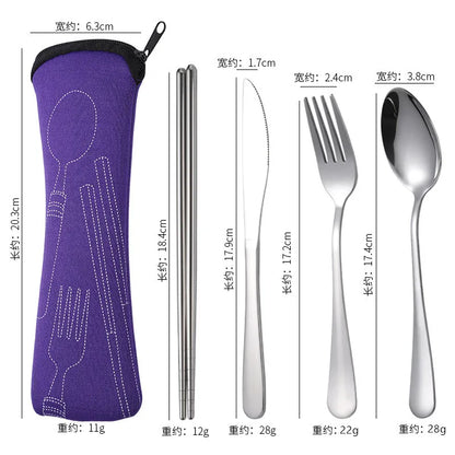 OllaLuxe 3-Piece Portable Stainless Steel Cutlery Set with Case – Knife, Fork & Spoon